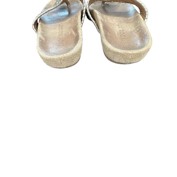 Jack Rogers Gold Metallic Whipstitch Leather Slip On Thong Flat Sandal Size 7 - Picture 9 of 11